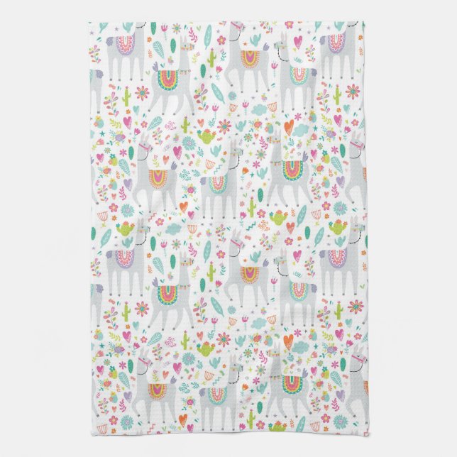 Linge De Cuisine Motif en pastel mignon de lama (Vertical)