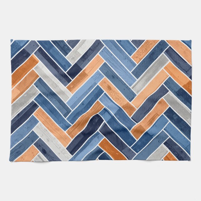 Linge De Cuisine Motif en squelette dans Navy Blue and Orange (Horizontal)