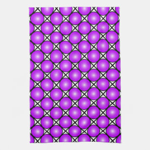 Linge De Cuisine Motif en treillis noir blanc Magenta points roses