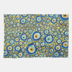 Linge De Cuisine Motif en verre bleu grec d'amulette d'oeil mauvais