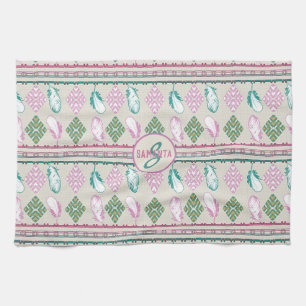 Linge De Cuisine motif ethnique du sud-ouest de plumes