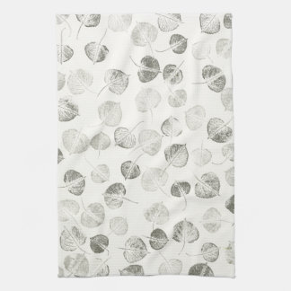 Linge De Cuisine Motif Feuille de Aspen noir et blanc © Sandy Long