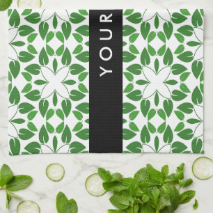 Linge De Cuisine Motif feuille, Feuilles verts, votre nom