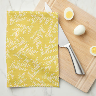 Linge De Cuisine Motif Feuille moderne de moutarde jaune