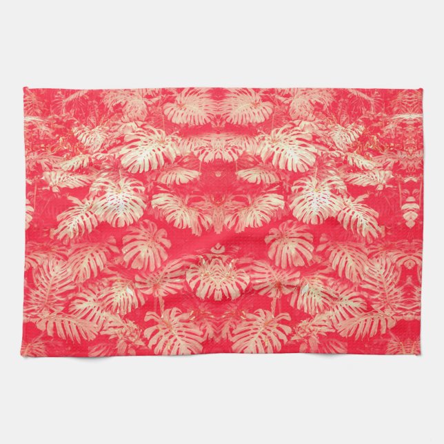 Linge De Cuisine Motif Feuille Red Palm (Horizontal)