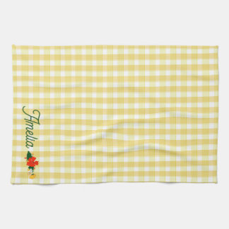 Linge De Cuisine Motif fleur simple jaune tartan nom