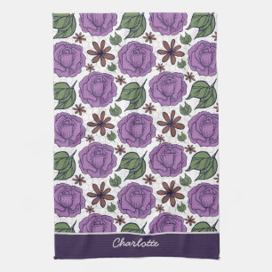 Linge De Cuisine Motif fleuri fleuri sans couture personnalisée