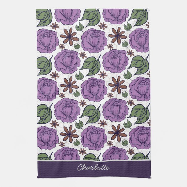 Linge De Cuisine Motif fleuri fleuri sans couture personnalisée (Vertical)