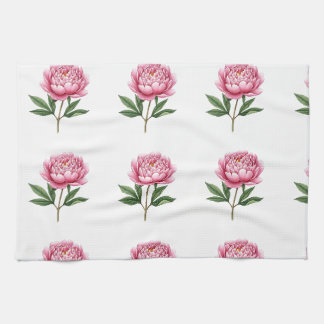 Linge De Cuisine Motif floral aquarelle élégant rose saumon pivoine