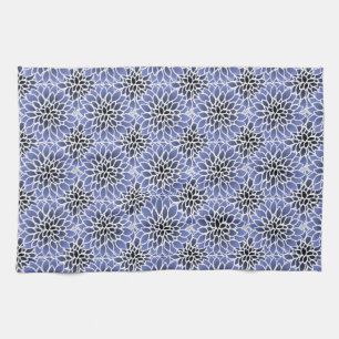 Linge De Cuisine Motif floral bleu dahlia