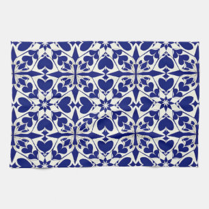 Linge De Cuisine Motif floral bleu et blanc élégant