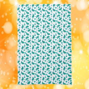 Linge De Cuisine Motif Floral Bohème Paisley Bleu Vert