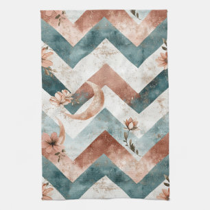 Linge De Cuisine Motif floral chevron Lune rustique (5)