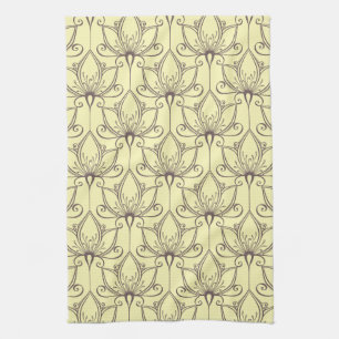 Linge De Cuisine Motif floral crème