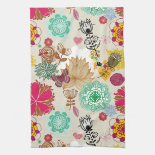Linge De Cuisine Motif floral dans le rétro style