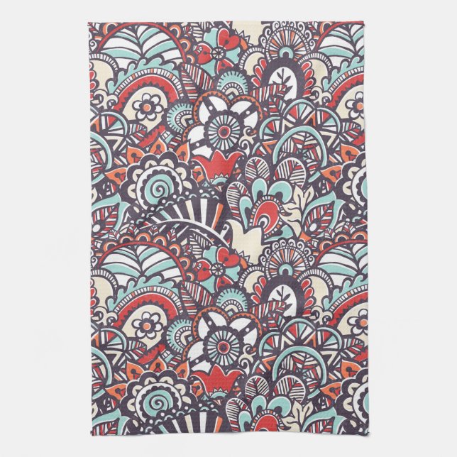 Linge De Cuisine Motif floral de griffonnage de Paisley (Vertical)