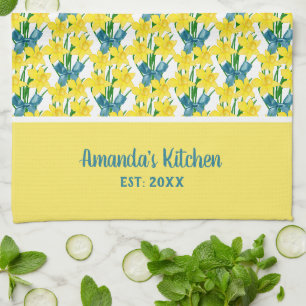 Linge De Cuisine Motif floral de jonquilles jaunes personnalisé 