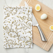 Motif floral de musique d'or sur le blanc ou toute