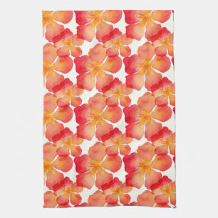 Linge De Cuisine Motif floral d'oléandre orange