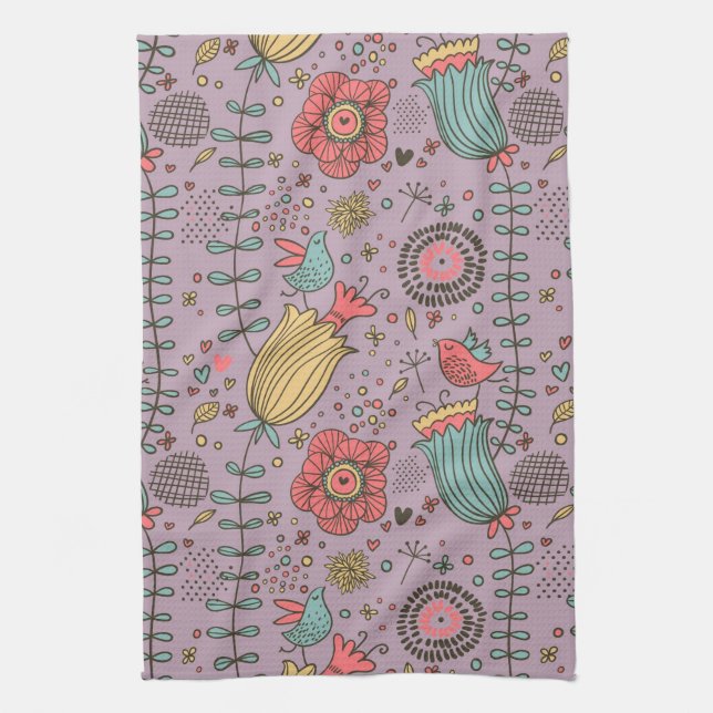 Linge De Cuisine Motif floral élégant avec des fleurs (Vertical)