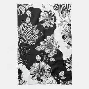 Linge De Cuisine Motif floral monochrome chic de luxe (4)
