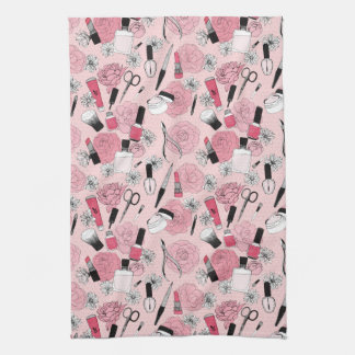 Linge De Cuisine Motif floral rose de produits de beauté