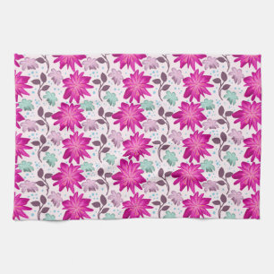 Linge De Cuisine Motif floral rose vibrant   Fleurs modernes audaci
