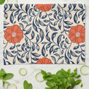 Linge De Cuisine Motif floral sans couture avec fleur orange vibran