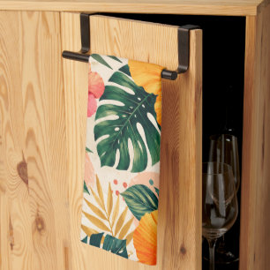 Linge De Cuisine Motif floral sans couture d'Hibiscus Tropical Vibr