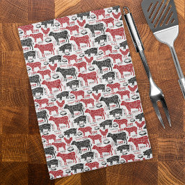 Linge De Cuisine Motif frais de la ferme boucher BBQ Retro