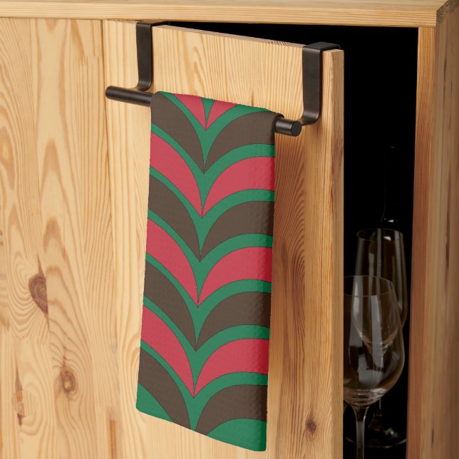 Linge De Cuisine Motif géométrique Abstrait Brown rouge (Pliage en tiers)