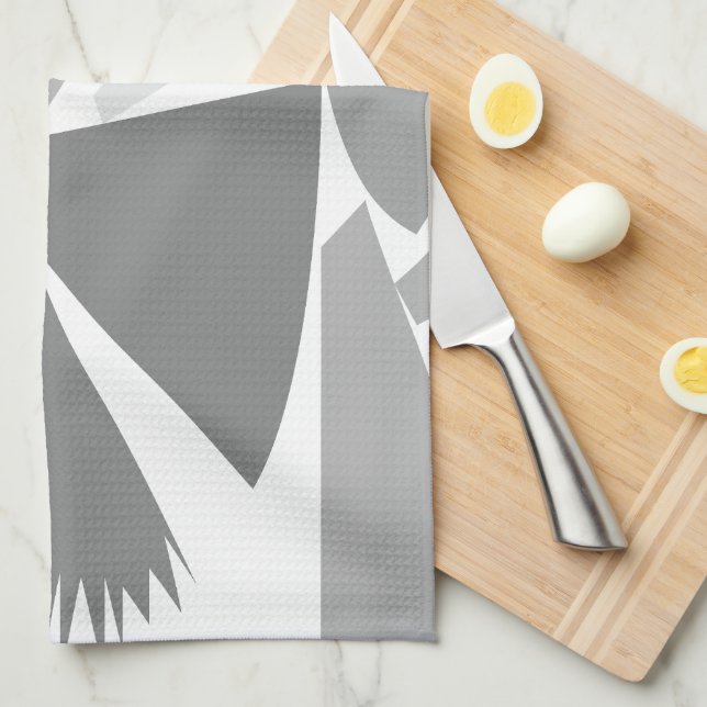 Linge De Cuisine Motif géométrique Abstrait gris moderne (Quart Plié)