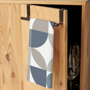 Linge De Cuisine Motif géométrique Abstrait Marine bleu gris