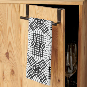 Linge De Cuisine Motif géométrique blanc et noir