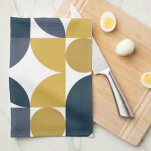 Linge De Cuisine Motif géométrique de la moutarde de la marine Abst