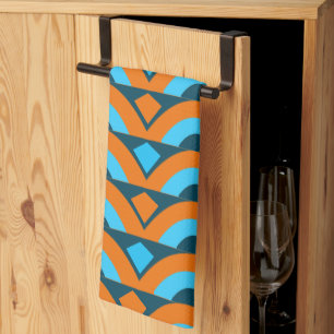 Linge De Cuisine Motif géométrique demi-cercle bleu orange
