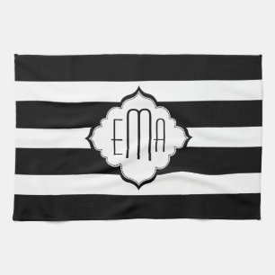 Linge De Cuisine Motif géométrique des bandes noires et blanches