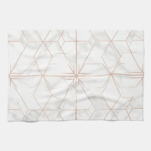 Linge De Cuisine Motif géométrique en marbre doré rose