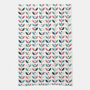 Linge De Cuisine Motif géométrique floral d'art populaire