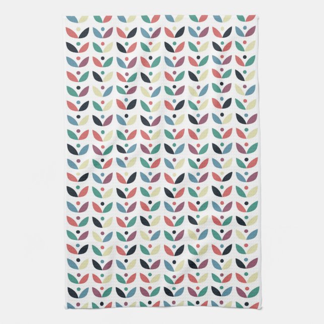 Linge De Cuisine Motif géométrique floral d'art populaire (Vertical)