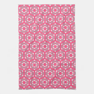 Linge De Cuisine Motif géométrique gris rose d'hexagone