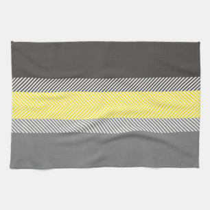 Linge De Cuisine Motif géométrique jaune et gris moderne de rayures