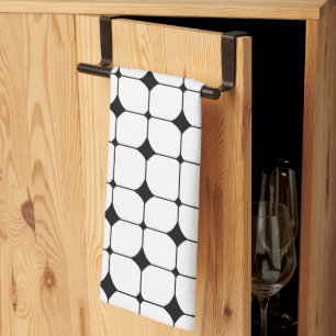 Linge De Cuisine Motif géométrique moderne du milieu du siècle noir