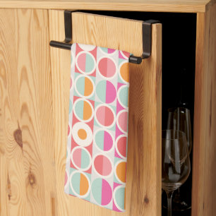 Linge De Cuisine Motif géométrique rose orange