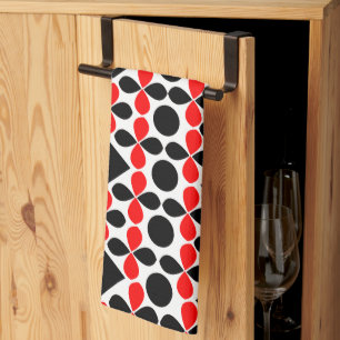 Linge De Cuisine Motif géométrique rouge moderne du milieu du siècl