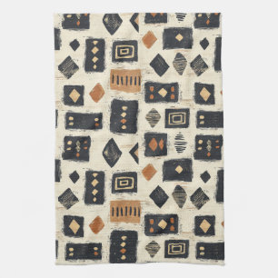 Linge De Cuisine Motif géométrique rustique en boue de Mali (2)