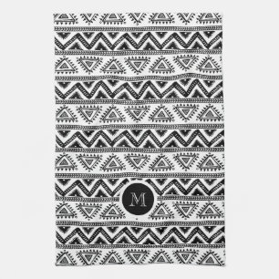 Linge De Cuisine Motif géométrique tribal noir et blanc moderne