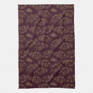 Linge De Cuisine Motif Ginkgo Bourgogne Moderne