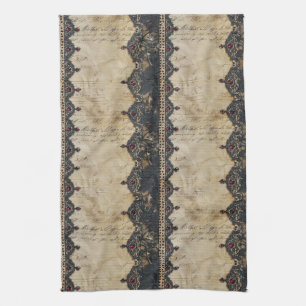 Linge De Cuisine Motif gothique en dentelle rubis victorien (4)