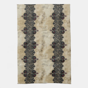 Linge De Cuisine Motif gothique en dentelle rubis victorien (6)